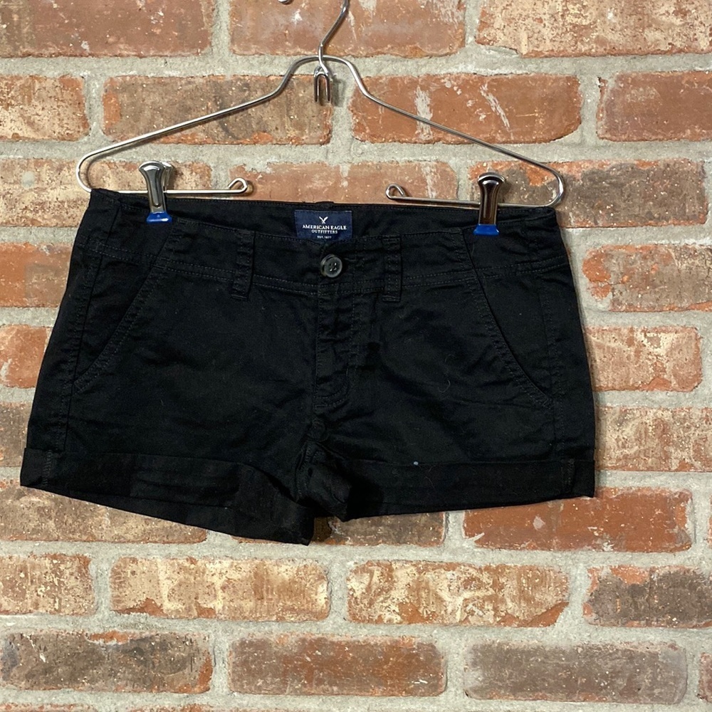 American Eagle Outfitters Black Cuffed Jean Shorts
